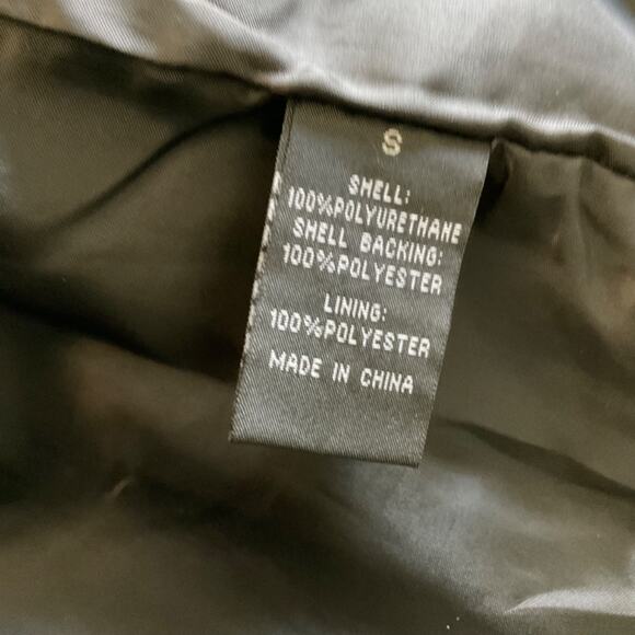 Vintage 90s Black vegan leather jacket Moto zip silver hardware bomber Y2K Small - Picture 10 of 11